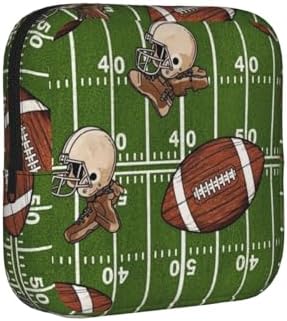 Reusable Compact Pad Bag for Women American Football Field And Ball, Polyester Feminine Care Pouch, Fits Purse for Travel Outdoor Activities