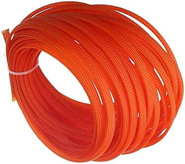 Bettomshin 1Pc 32.8Ft(10m) Cable Management Sleeve, 1/4"(6mm) Width PET Orange Cord Protector, Wire Loom Tube Insulated Split Sleeving for USB Cable Power Cord Organizer Video Cable Hider