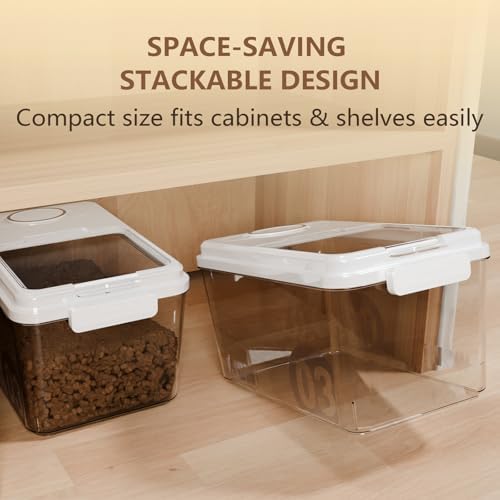Airtight Pet Food Storage Container with Freshness Compartment, 12–14 lb Dog Food Storage Bin, Double Silicone Seal & Magnetic Flip Lid, Food-Grade PP Container for Dry Food, Cat Food and Treats