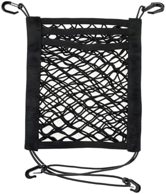 Car 3-Layer Car Mesh Organizer, Stretchable Seat Back Net Storage Pouch Pet Kids Barrier for Driving Safely, Automotive Driver Cargo Tissue Handbag Netting Holder Pocket, Universal Fit