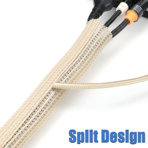 PET Braided Cable Sleeve Wire Protector Cable wrap Wire Covers for Cords Cable Sleeves Cord Management Cable Management Sleeve (10 Feet, Wood Color, 5mm(3/16 inch))
