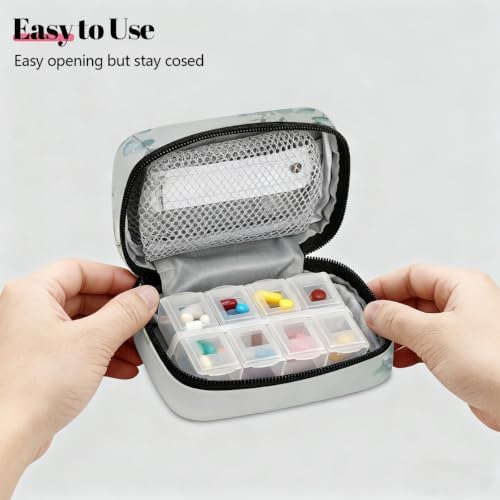 Travel Pill Organizer Watercolor Eucalyptus Leaf Small Pill Case
