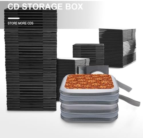 CD Wallet Chocolate Cookie Protective Disc Cases Storage Binder 40 Capacity | Chocolate Cookie DVD Case Holder Organizer Portable Hand Strap for Car Office Travel
