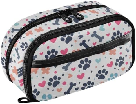 SUABO Pet Paw Bone Pencil Case Large Pen Stationery Bag | Pencil Pouch Stationery Organizer with Compartments, Transparent PVC Layer, School Office Supplies for Kids Adults