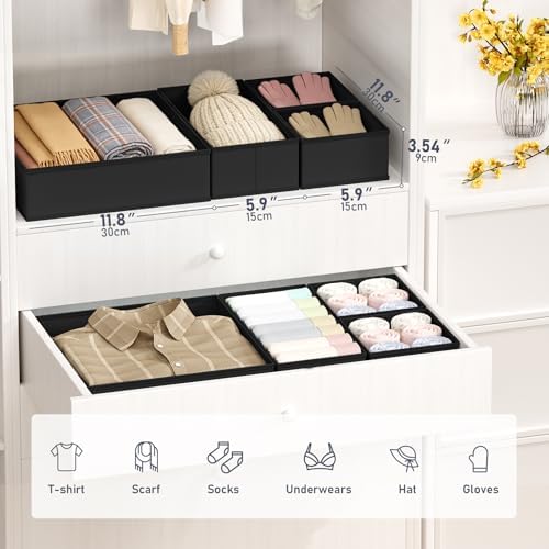 DIMJ Drawer Organizer Clothes - 30 Pack Baby Dresser Organizer for Nursery Closet Organization, Fabric Drawer Organizer Bins for Underwears Socks Bras, Foldable Storage Dividers for Bedroom