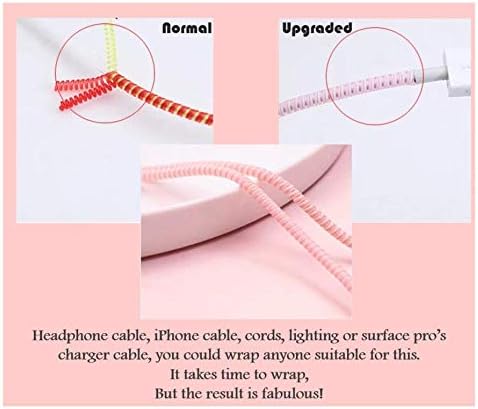 43inch Cable Charger Spiral Protector/Wire Repair/Pet Cord Protector/Headphone Saver, Cable Wrap for Phone Mac Charging Cable, USB Cable, Earphone (Pink)