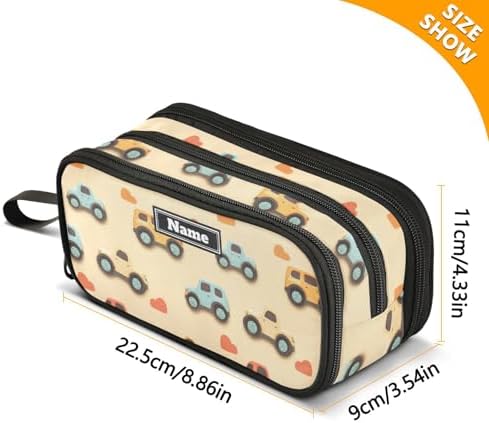 KLL Custom Large Capacity Pencil Organizer Case Teen Girls Pencil Case Zipper Preppy School Supplies with Compartment Rainbow truck Car Terracotta
