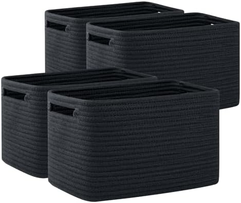 OIAHOMY 4 Pack Storage Baskets for Organizing 15L Cube Storage Bins Black