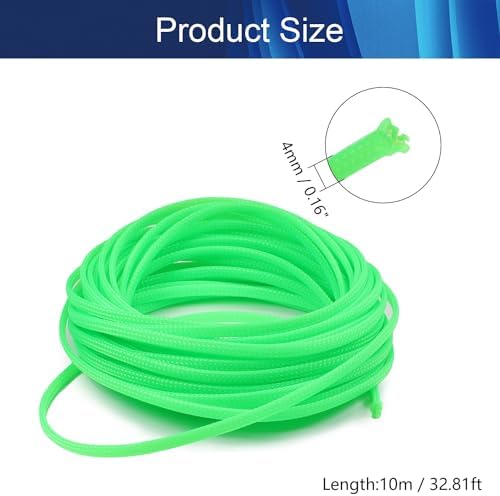 Jutagoss PET Expandable Braided Cable Sleeve, 32.8ft - 3/16 inch Fluorescent Green Cable Management Sleeve, Wire Loom Tube Cord Protector for USB Cable, Power Cord, Audio Video and More, 1Pc