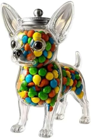Pawfect Storage Chihuahua Shaped Glass Jar, Airtight Pet Treat and Candy Food Container, Creative Dog Theme Snack Holder for Kitchen Countertop Decor (C)