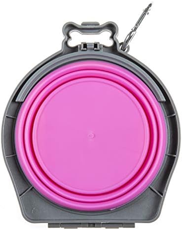 Loving Pets Bella Roma Double Diner Collapsible Dog Bowls - Silicone Dog Bowls, Foldable Bowl, Puppy Essentials & Hiking Pet Supplies Great for Home & Travel (Pink, Small)