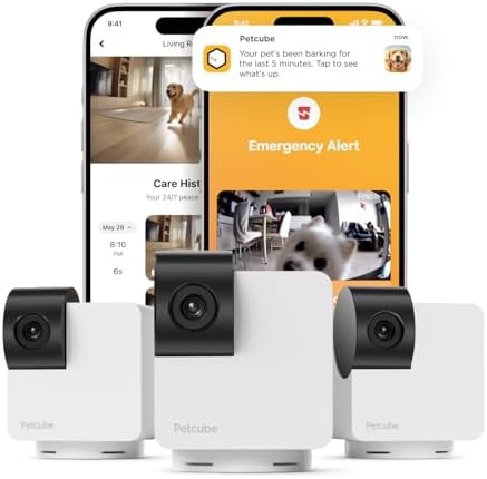 Petcube Cam 360 (3-Pack) – Wi-Fi Pan-Tilt Pet Security Camera with App