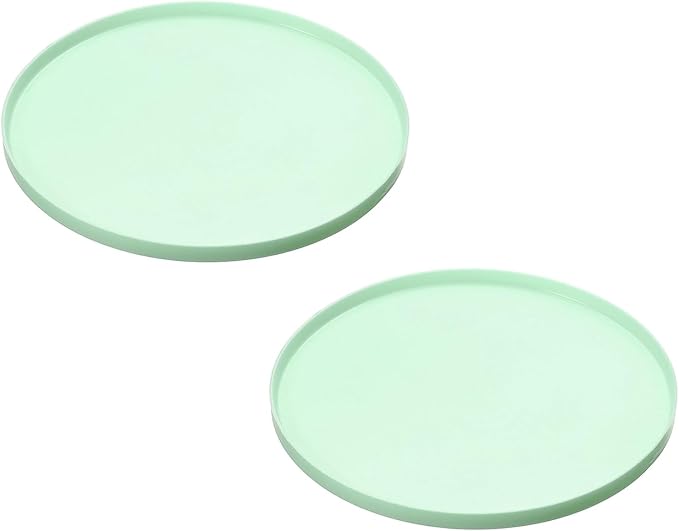 Cat Food Mat, 7x7 Inch Silicone Pet Feeding Mat Non-Slip Round Waterproof Dog Water Bowl Tray Raised Edge Protects Floors (4Pcs, Green), Intended for Pets Bowl/Fountain