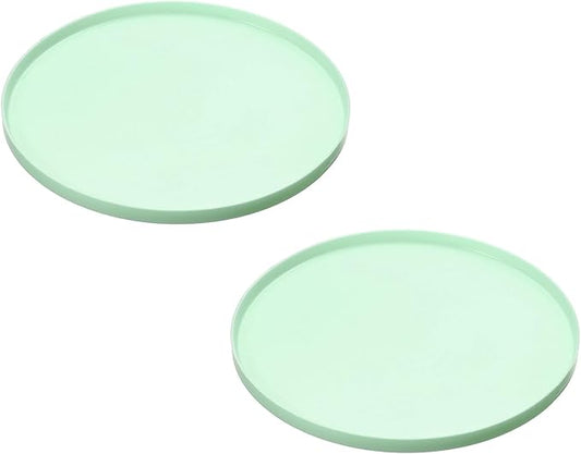 Cat Food Mat, 7x7 Inch Silicone Pet Feeding Mat Non-Slip Round Waterproof Dog Water Bowl Tray Raised Edge Protects Floors (2Pcs, Green), Intended for Pets Bowl/Fountain
