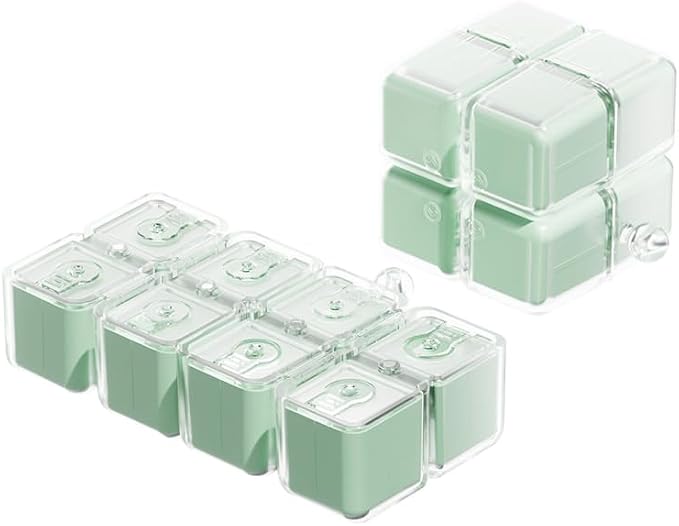 Purse Pill Organizer,Magnetic Cube Cute Pill Box,Pill Compact with 8 Compartment,Vitamin Container Weekly Pill Case (Green)