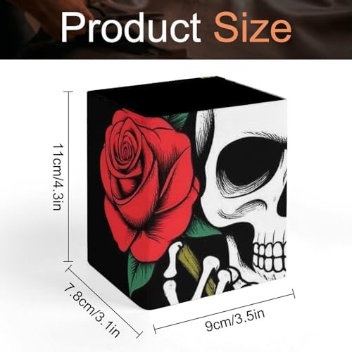 Modern Leather Desk Organizer Pen Cup Pencil Holder Vintage Rock Snake Knife Wild Eagle Rose Skull Makeup Brush Storage