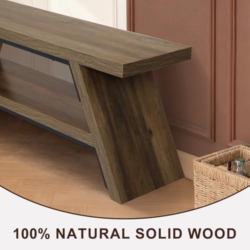 2-Tier Shoe Storage Bench, Solid Wood Entryway Stool Storage | Narrow Shoes Racks for Entryway, Minimalist Multi-Purpose Bench for Hallway, Kitchen, Bedroom, or Dining Room