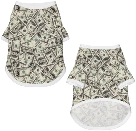 Dollar Bill Play Money Dog Shirt Pet Cotton T-Shirt Soft Dog Clothes
