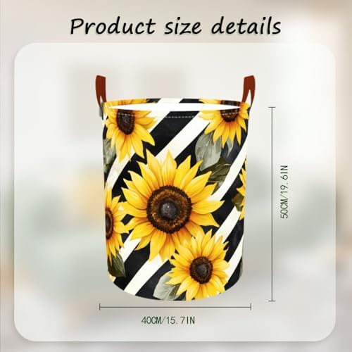 Laundry Basket 15.7x19.7 in Sunflower Hamper for Bedroom