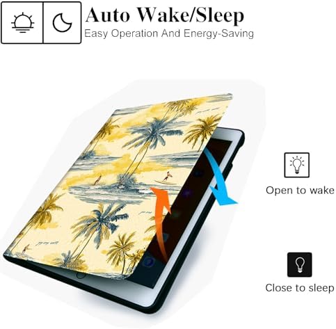 for Microsoft Surface Pro 7 Plus,Surface Pro 7/6/5/4 12.3" Tablet Case,Auto Wake/Sleep,Adjustable Stand Protective Cover - Palm Surf Print