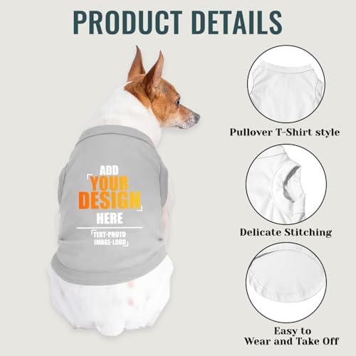 Custom Dog Shirt,Personalized Pet Vest Apparel with Name Text Photo Image,Lightweight Breathable PuppysKitten Variousize,Gray
