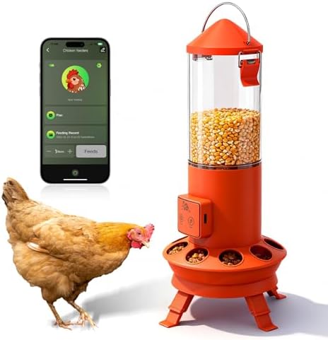 Automatic Chicken Feeder, Smart Chicken Coop Accessories, APP Smart Remote Control Chicken Feeders No Waste, Preset Feeder Schedule, 9 Chicken Feeder Port, Professional Poultry Feeding Equipment