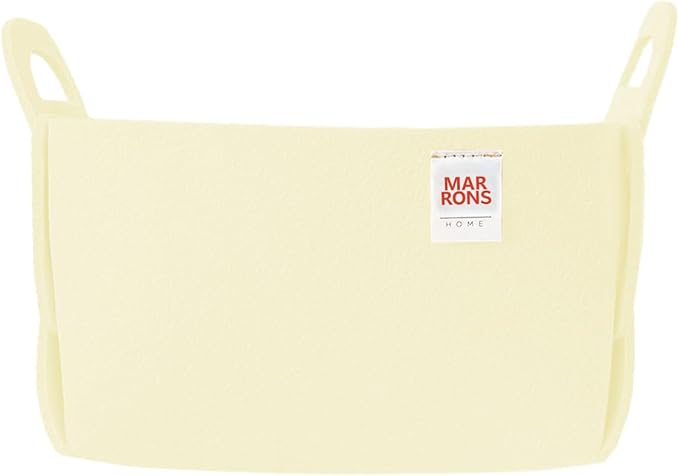 Collapsible Felt VANILLA Storage Bin Small 7.1"x5.1"x5.1" – Foldable Basket with Handles for Closet, Storage, Laundry Room Organization, Decorative Storage Baskets for Shelves, Nursery