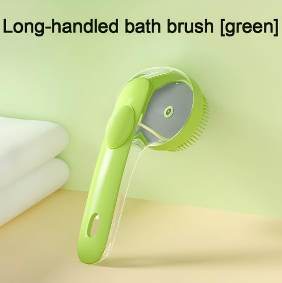 Pet Bath Brush with Shampoo Dispenser, Silicone Bristles, Ergonomic Handle, Green, 3-in-1 Shower Massage Tool for Dogs and Cats (Green)