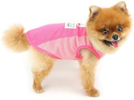 PAIDEFUL Mesh Tank Top for Small Dogs, Pink, L