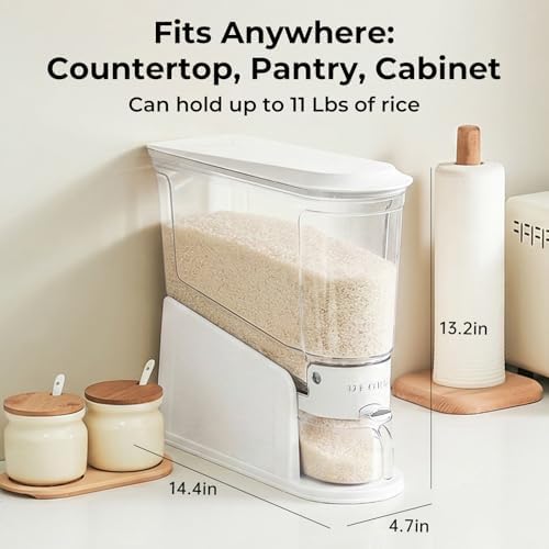 UFORU Slim Rice Dispenser 11 LB,Clear Rice Storage for Small Spaces
