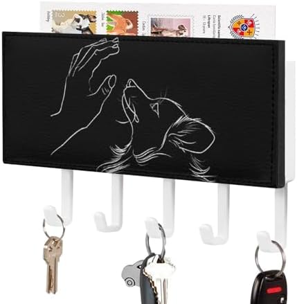 Play with My Dog Pet Wall Mounted Key Holder Organizer with 5 Key Hooks Self Adhesive Key Hanger Rack Decor for Hallway