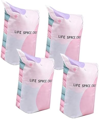 Large Capacity Vacuum Bags No Pump Needed, No-Pump Vacuum Storage Bags, VacuumStorage Bag, Heavy-Duty Press & Seal for Clothes, Press & Seal, for Dorm Home Travel Storage Clothes Organizers