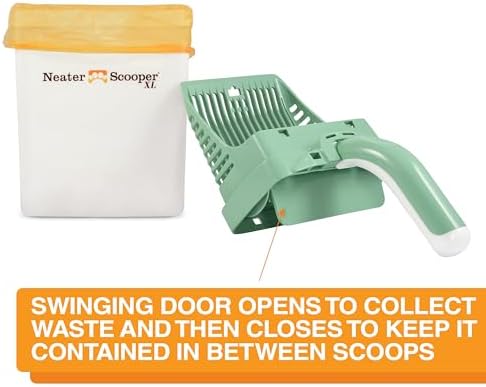 Neater Pet Brands Neater Scooper XL Cat Litter Scoop, 15 Refill Bags – Extra-Large Capacity Mess-Free Cat Litter Scooper with Bag for Large & Multiple Cats, Spill-Proof Litter Box Scooper with Holder