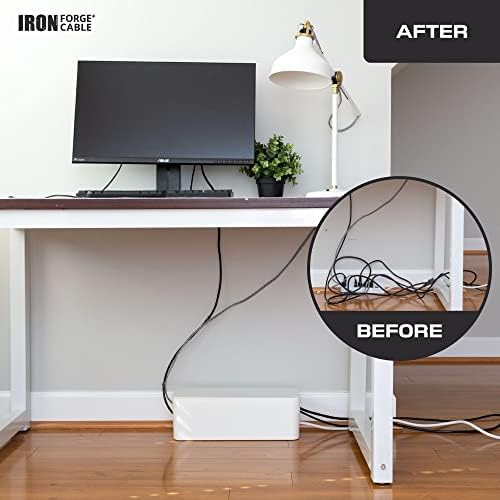 Iron Forge Cable Cable Management Box, 2 Pack - White, Hook & Loop Keepers