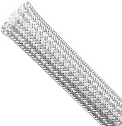 Braided Sleeving, PET Expandable Cable Sleeve, Mesh Cable Management for TV, Computer, Home Theater, Flexible Cord Protectors from Pets No Chew (Grey, 5/8" x 25ft)