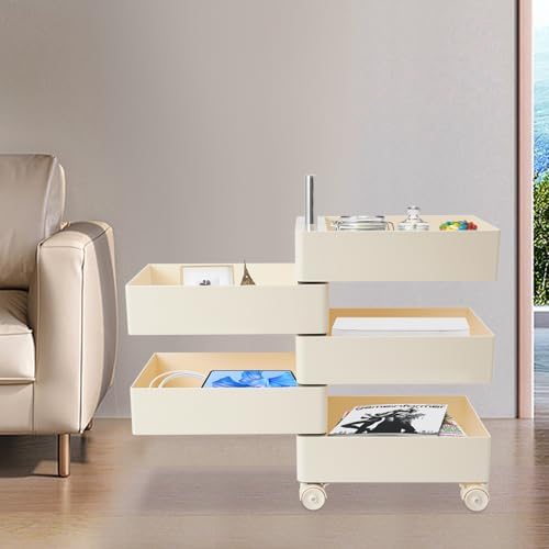 Storage Cabinet 360° Rotating Sofa Side Cabinet (White)