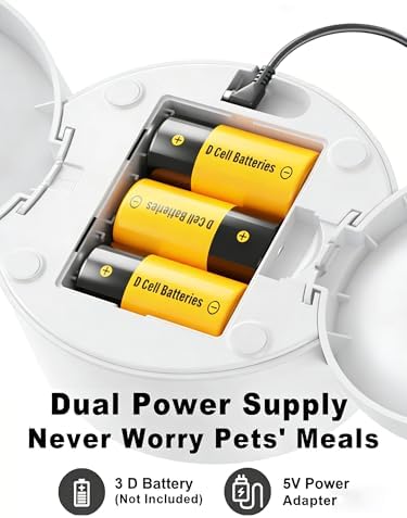 Automatic Cat Feeder, 2.4GHz WiFi Automatic Dog Food Dispenser, Fresh Protection, 4.5L Timer Feeder, Personalized Recording 10 Seconds, Easy to Clean, Stainless Steel Bowl (Double/White)