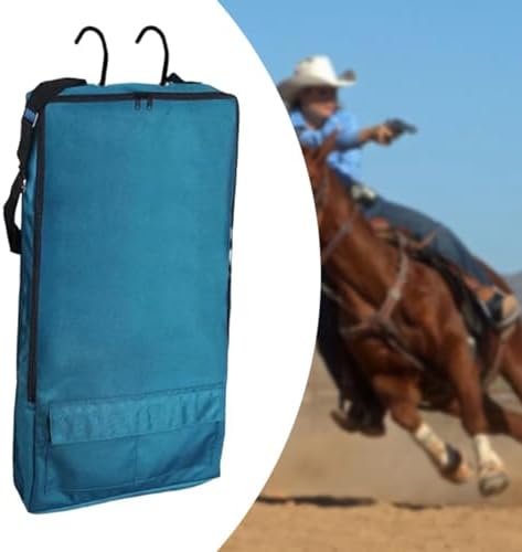 kowaku Bridle Bag,with 3 Prong Tack Rack Spacious Organizer Horse Tack Carry Bag, Horse Bridle Bag, for Harness, Bits, Headstalls, Blue