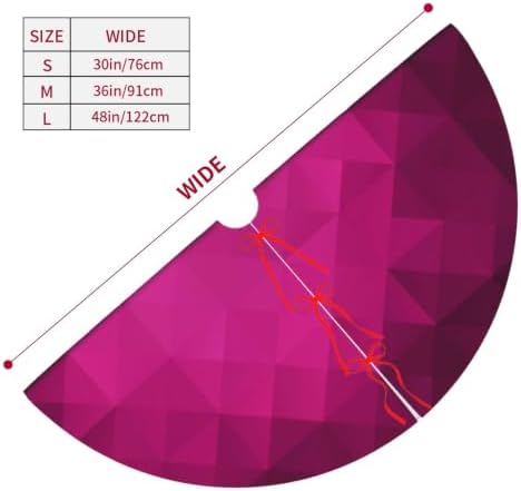 Christmas Tree Skirt, Soft Polyester Xmas Tree Skirts with Ribbon Ties, Rustic Farmhouse Holiday Party Decorations Hot Pink Abstract Background of Triangles Low Poly 48"