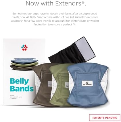 Pet Parents® Washable Belly Bands for Male Dogs (3pack) + Extendrs® of Durable Dog Diapers Male, Premium Male Dog Diapers & Dog Wraps (Large, Koda)
