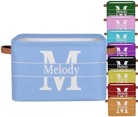 Custom Initial Letter Light Sky Blue Organizing Clothes Baskets