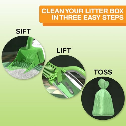 Neater Pet Brands Neater Scooper XL Cat Litter Scoop, 60 Refill Bags – Extra-Large Capacity Mess-Free Cat Litter Scooper with Bag for Large & Multiple Cats, Spill-Proof Litter Box Scooper with Holder