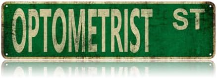 Optometrist St Street Sign, Vintage Tin Sign, Wall Decor For Home Farmhouse Bar Cafe Garage, Indoor Outdoor Decoration For Eye Care Professional Workplace Holiday Gift 16x4 Inch