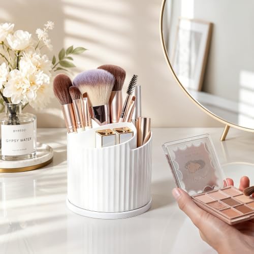 Anyoifax 360 Rotating Makeup Brush Holder Make Up Brushes Organizer, White