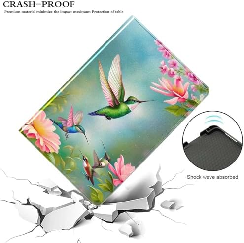for Samsung Galaxy Tab A 10.1 Tablet Case 2019 Model T510 T515 T517,Premium Leather Folio Stand Auto Wake/Sleep,Multiple Viewing Stand,Hummingbird and Flowers