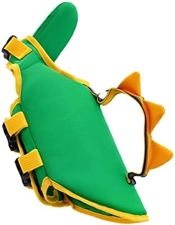 Generic Dog Life Jacket Pet Flotation Vest Dog Floatation Device High Buoyancy Reflective Oxford Fabric Rescue Handle for Swimming Boating Water Safety (Green Dinosaur M Bust: 56‑69cm/22‑27.16in,