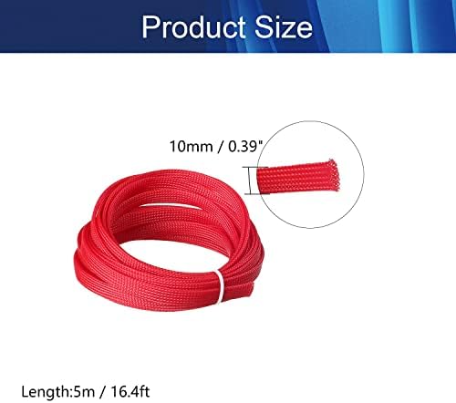 Jutagoss PET Expandable Braided Cable Sleeve, 16.4ft - 3/8 inch Red Cable Management Sleeve, Wire Loom Tube Cord Protector for USB Cable, Power Cord, Audio Video and More, 1Pc