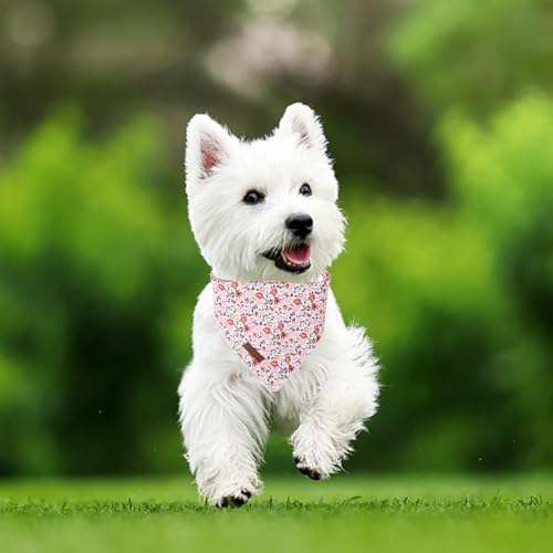 Summer Dog Bandana, UP URARA PUP Orange Bandana for Small Large Dogs, Cotton Handkerchief Cute Little Flower Puppy Triangle Bid Scarf for Boy Girl Dogs
