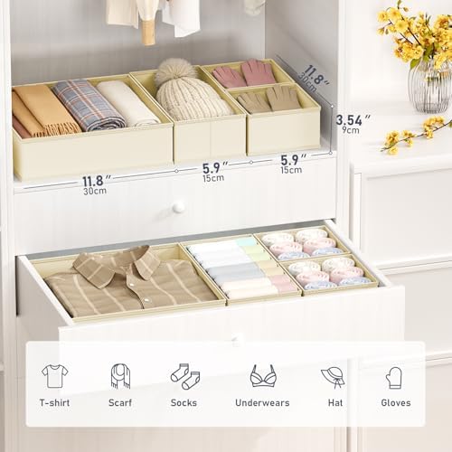 DIMJ Drawer Organizer Clothes - 28 Pack Baby Dresser Organizer for Nursery Closet Organization, Fabric Drawer Organizer Bins for Underwears Socks Bras, Foldable Storage Dividers for Bedroom