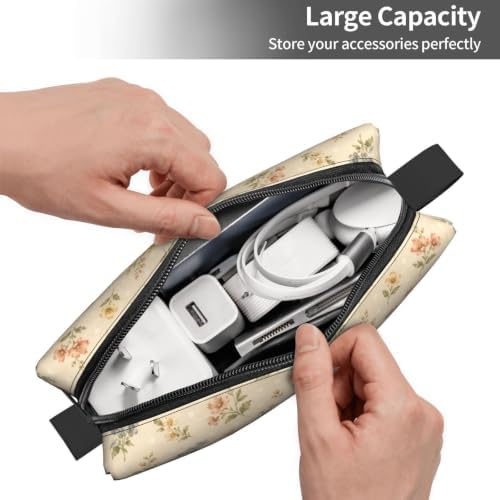 Small Floral Small Makeup Bag for Women, 600D Oxford Travel Pouch | Small Floral Cosmetic Pouch with Double-Sided Print and Foam Padding for Women, Travel, Gym, Weekend Trips and Daily
